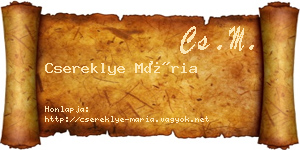 Csereklye Mária névjegykártya