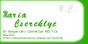 maria csereklye business card